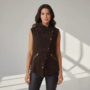 Michael Kors Collection Chocolate Brown Suede Vest Size 14 - Picture 1 of 13