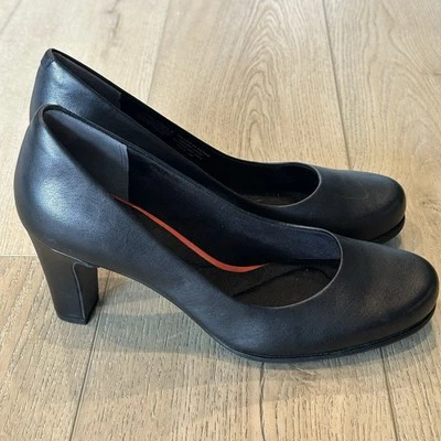 Zapatos de tacón Rockport Total Motion para mujer 10 M negros de cuero cómodos sin cordones Foto 1 de 4