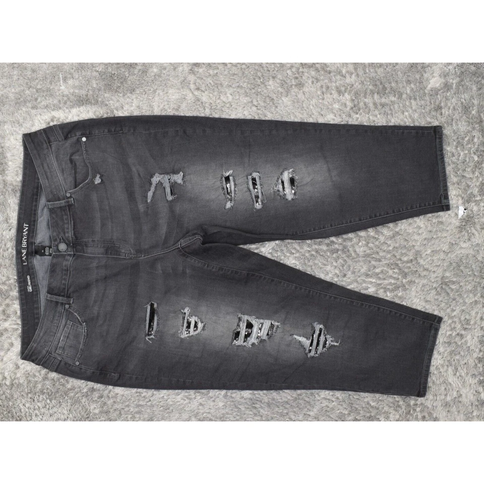Pantalones de mezclilla para mujer Lane Bryant talla grande 22 tiro bajo mezcla de algodón negros Foto 1 de 4
