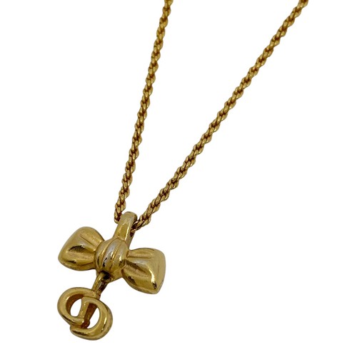 Collana Christian Dior logo nastro motivo swing collana placcata oro donna