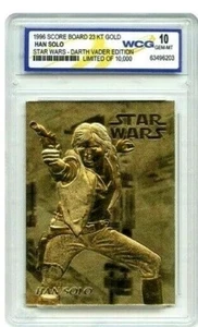 Tarjeta de oro de 23 quilates Han Solo 1996 gema graduada-como nueva 10 Star Wars-Darth Vader edición limitada - Imagen 1 de 3