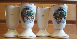 Verable Porcelaine De France coppe piedi 1962 bordo oro vintage set di 4 MCM - Foto 1 di 7