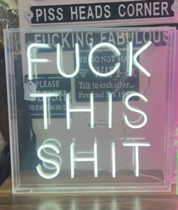 White F*** THIS S*** LED Neon lights square wall mounted OR free standing - Picture 1 of 5