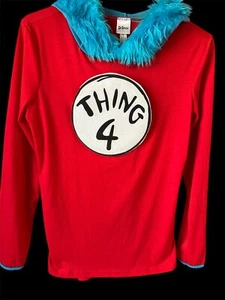 Dr. Seuss Cat In The Hat Shirt Thing 4 Red With Blue Hood See Pictures For Size - Picture 1 of 6
