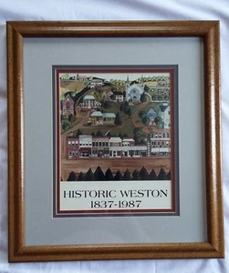 HICTORIC WESTON 1837-1987 FRAMED PRINT by JULIE WOOD  - Picture 1 of 11