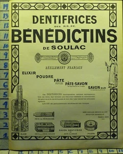 1921 BENEDICTINS FRENCH DENTAL HYGIENE DENTIST TEETH BRUSH HEALTH X62 - Picture 1 of 1