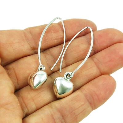 Earrings 925 Silver Puffy Hearts Polished Sterling Puffed Heart Earrings - Image 1 of 4
