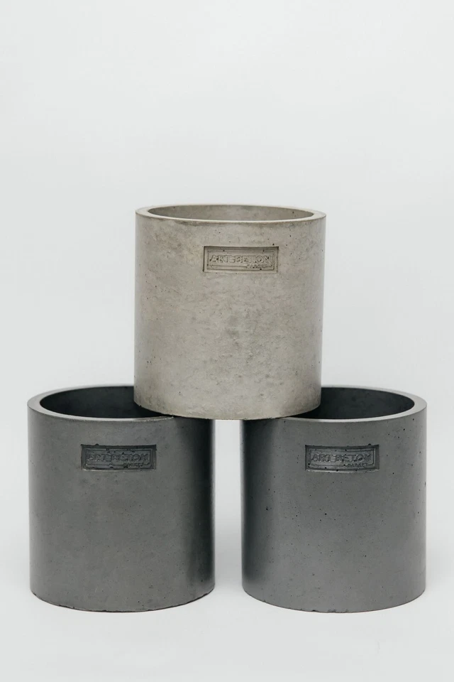 Modern Concrete Vase – Minimalist Handmade Cylinder Planter – Industrial Home De - Image 1 of 4