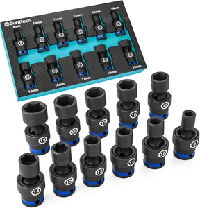 3/8" Drive Impact Universal Joint Socket Set, Swivel Socket Set, 11-Piece, Metri - Picture 1 of 7