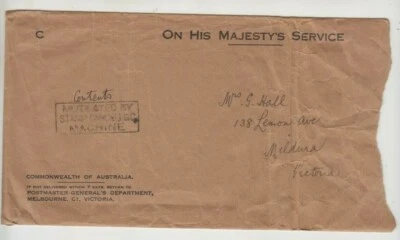 Stamp 1934 Australia KGV cover & 16 page letter MUTILATED BY CANCEL MACHINE - Image 1 of 3