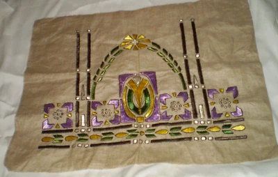 19th Century Folk Art Old Hand Embroidery Carpet Tapestry Silk Embroidery - Image 1 of 4