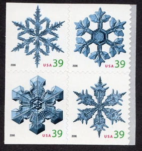 Scott #4108a (4105-08) Snowflakes Booklet Block of 4 Stamps - MNH - Picture 1 of 1