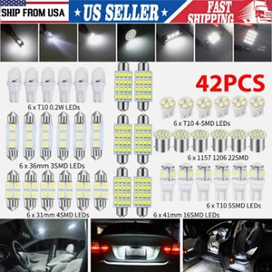 42pcs Car Interior White Combo LED Map Dome Door Trunk License Plate Light Bulbs - Picture 1 of 9