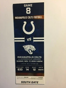 INDIANAPOLIS COLTS VS JACKSONVILLE JAGUARS 17. NOVEMBER 2019 TICKET STUB - Bild 1 von 1