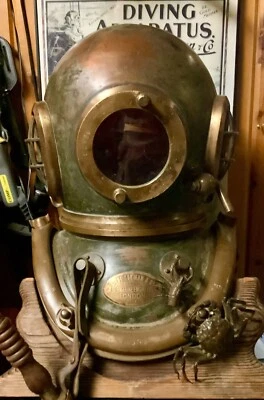 CASCO DE BUCEO SIEBE GORMAN genuino azul marino MKV WW2 6 pernos EE. UU. - ¡No es copiado de la India! Foto 1 de 4