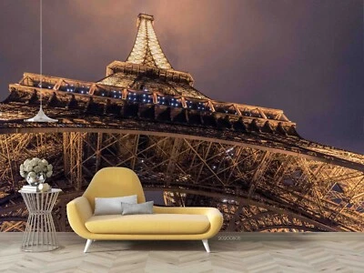 3D Night Looking Up Eiffel Tower Self-adhesive Removable Wallpaper Murals - Image 1 of 4