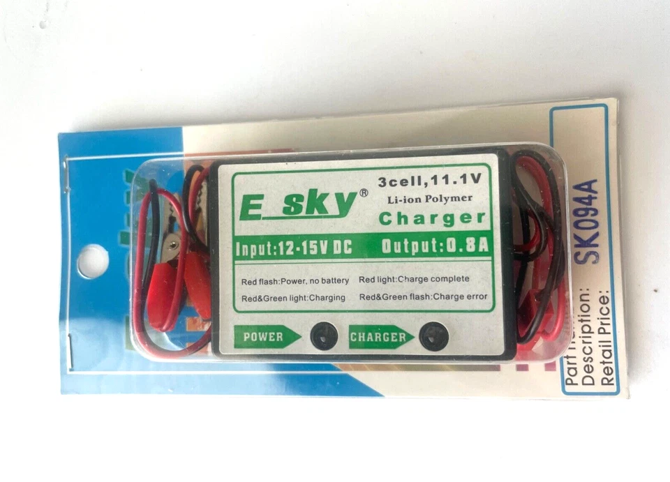 SK094A 3 Cell, 11.1V Li-ion Polymer Charger E Sky Radio Control Helicopter New - Image 1 of 1
