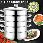 5 Tier Stainless Steel Steamer Meat Vegetable Cooking Steam Pot Kitchen Tool UK