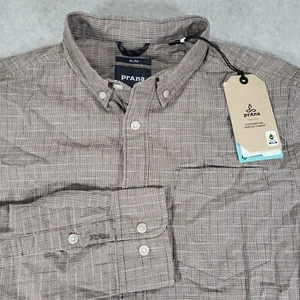 Camisa Prana Drayton Manga Larga Para Hombre Pequeña Delgada Marrón Algodón Orgánico Cáñamo - Imagen 1 de 10