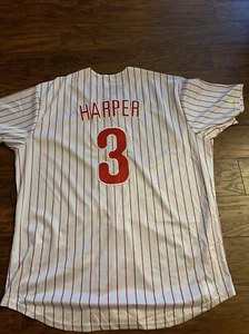 Bryce Harper Philadelphia Jersey White Pinstripes Stitched Adult 3XL - Picture 1 of 3