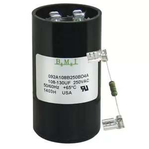 108-130 uF x 250 VAC BMI # 092A108B250BD4A Motor Start AC Capacitor & Resistor - Picture 1 of 5