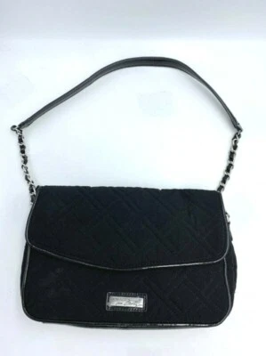 Bolso de hombro Vera Bradley negro microfibra flores de luna charol cadena correa Foto 1 de 4