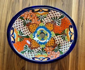 Mexican Talavera Sink Colorful Hand Painted Ceramic Drop in Sink 17"x 14.5" - Picture 1 of 21