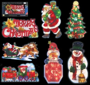 Santa Merry Xmas Snowman Tree LED Lights Window Christmas Decoration Silhouette - Picture 1 of 15