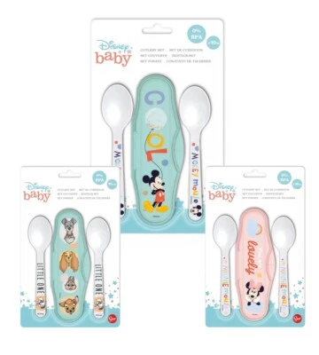 Disney Reisebesteckset Mickey Maus Baby Esslöffel Set Kindergarten Kids 3Tlg - Bild 1 von 4