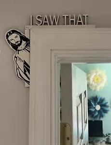 Door Jesus " I Saw That " Funny Frame Sign Left Side Faith Christian Figure NEW - Picture 1 of 3