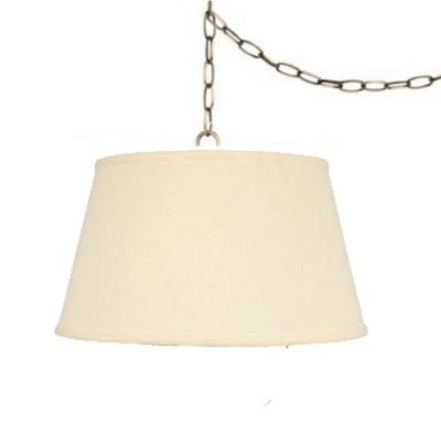Beige Linen 19 Inch Drum Portable Swag Lampshade - Image 1 of 2