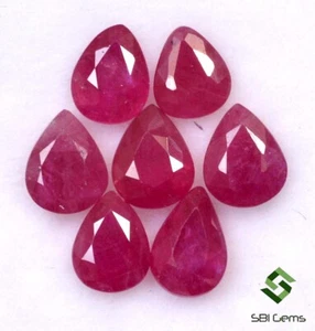 3.07 Cts Natural Ruby Pear Cut 5x4 mm Lot 07 Pcs Calibrated Loose Gemstones - Picture 1 of 6