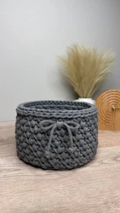 Handmade Crochet basket Storage Organiser Boho Home Decor Eco-Friendly Storage - Picture 1 of 2