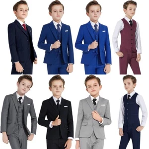 Boys Suit for Boys Formal Suit Set Adjustable Waist Teen Slim Fit Suit for Kids - Picture 1 of 22