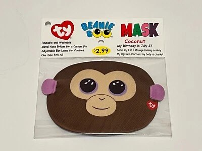 TY Beanie Boo Children's Face Mask - Coconut The Monkey - Image 1 of 2