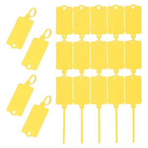 100Pcs Blank Waterproof Plastic Tags, Label Shipping Tag, Yellow 2.48 x 1.46Inch - Picture 1 of 6