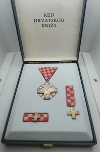 Croatia army, HV Order of the Croatian Cross, silver medal, order, box! - Picture 1 of 3