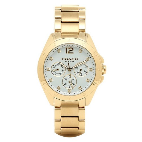 COACH Womens Sky Blue Dial G Tone Stainless Steel Bracelet Watch 14502237