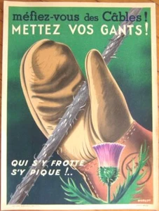 Early Litho SNCF French Railroad Train Safety Poster, Thistle - Picture 1 of 1