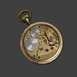 1890s Waltham Pocket Watch Model 1888 Gold Tone Grade No. 22 Parts - Picture 1 of 9