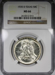 1935-D Texas Commemorative Half Dollar NGC MS66 Flashy Gem Quality - Picture 1 of 4