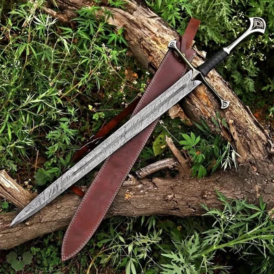 Handmade Damascus Steel Full Tang Viking Sword/Medieval Sword Battle Ready Sharp - Image 1 of 4