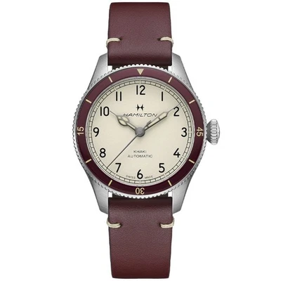 Relógio masculino Hamilton cáqui piloto de aviação Pioneer 38 mm mostrador branco H76265810 - Imagem 1 de 4