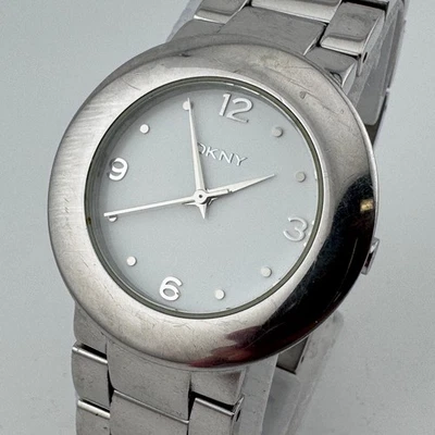 Reloj de Cuarzo DKNY NY-4875 Mujer 50m Plateado Acero Blanco Analógico Batería Nueva 6.5" Foto 1 de 4