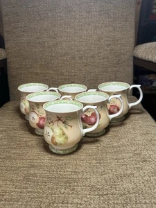 A fantastic set of 6 Queens Bone China Mugs Covent Garden Market Fruit Pattern - Imagen 1 de 3