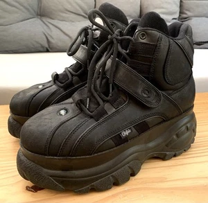 RAR BUFFALO LONDON PLATEAU SCHUHE 90er Schwarz Leder HOCH Gr. 44 Plateauschuhe - Bild 1 von 4
