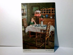 Am Kaffeetisch. Alte Ansichtskarte / Künstlerkarte von Rudolf Weber farbig, ungl - Bild 1 von 2