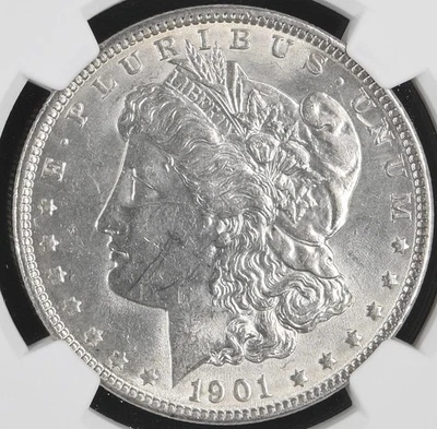 Morgan Silver Dollar 1901 NGC AU-58. Key Date. Attractive Lustrous Coin! - Image 1 of 4