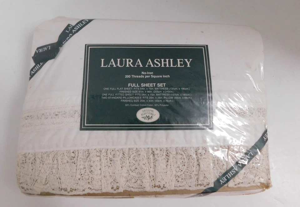 LAURA ASHLEY HOME FULL SHEET SET "BRIDAL LACE" 200 CALE - Image 1 of 4