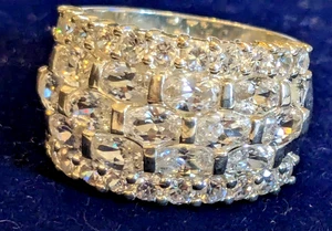 Hallmarked GM sterling silver & CZ cocktail ring size O/P 10.9 gms - Picture 1 of 9